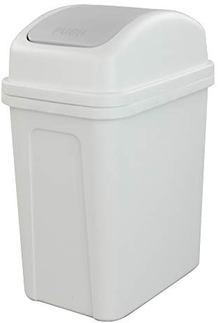 Asking 1.8 Gallon Small Trash Can with Swing-top Lid, Plastic Garbage Bin, Grey