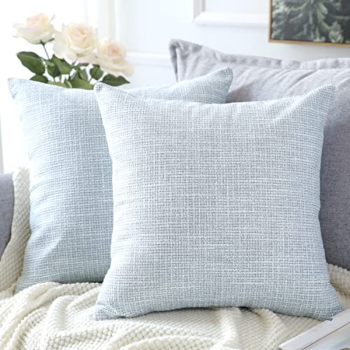 Artscope Kissenbezüge 2er Set Leinen Dekorative Quadratische Kissenbezüge 50 x 50 cm für Heimdekoration Sofa Schlafzimmer Auto (Blau Grau, 20 x 20)