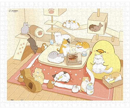 Pintoo FoodieG H3066 Casse-tête de 500 pièces pour adultes - Maison de chat adorable, rangement facile, puzzle en plastique emboîtable, sans colle nécessaire