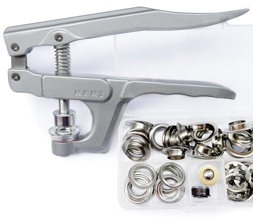 Set di occhielli con attrezzi 80 set Silver Φ14mm pinza per occhielli set di occhielli con strumento di installazione per lacci, abbigliamento, zaino, pelle per scarpe