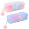 2 Plüsch-Federmäppchen, Kinder-Plüsch-Federmäppchen - Regenbogen-Design, Große Kapazität, Niedliche Schreibwaren - Aufbewahrung für Kinder (Rosa und Lila)