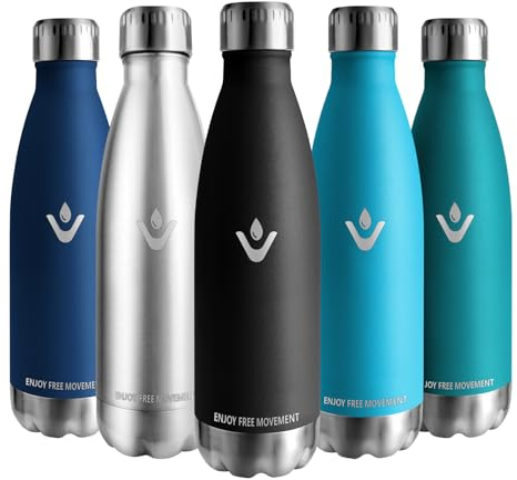 Vikaster Gourde, 500ml Gourde isotherme, Sans-BPA Gourde inox, Etanche bouteille Approprié & Adulte, Sport, Gym, école, Extérieur