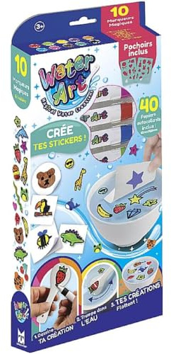 Water Art - Donnez Vie à Vos Dessins grâce à ce kit Water Art - Dessinez et trempez la Figurine - 10 Feutres et 1 Cuillère - Loisirs et Créatifs - A partir de 3 Ans