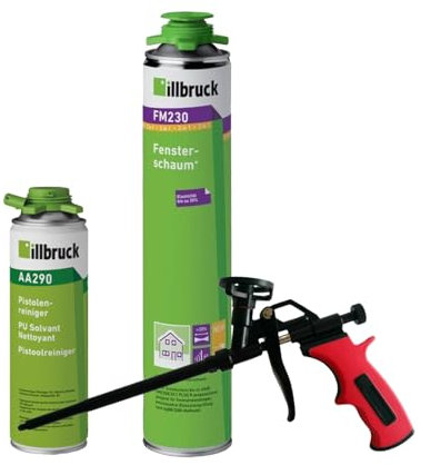 FM230 Mousse de construction pour fenêtres et façades Plus - Jusqu'à 30 % flexible - Haute isolation acoustique - 750 ml - Combisets (avec nettoyant AA290 + pistolet à mousse Business
