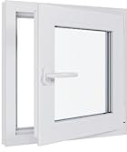 Fenêtre PVC - LxH 600x600 mm -Triple Vitrage - Blanc -poignée à gauche