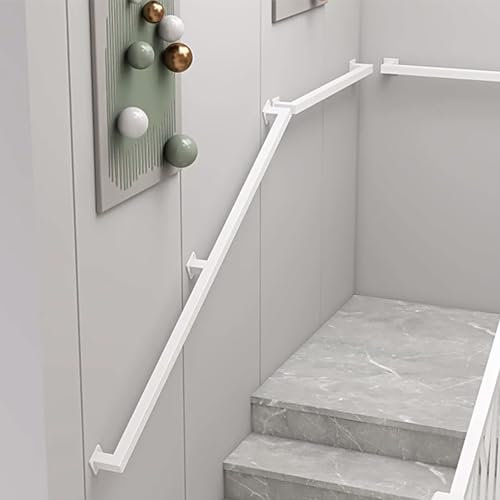 Liyadolaam Corrimano a Muro per Scale Interne Maniglione per Esterni Staffe per ringhiera per Scale Barra di Sicurezza per Maniglia di Supporto a Parete in Ferro battuto in Metallo Bianco(90cm)
