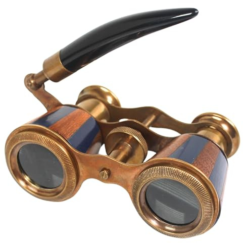 Vintage Opera Glasses Binoculars with Handle Brass & Enamel Finish Antique Theater Binocular for Women, Drama Lovers & Home Décor Display