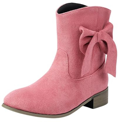 Generisch 2026 Stivaletti alla moda, eleganti dettagli a fiocco, comodi stivaletti invernali e autunnali da donna, Colore: rosa., 41 EU