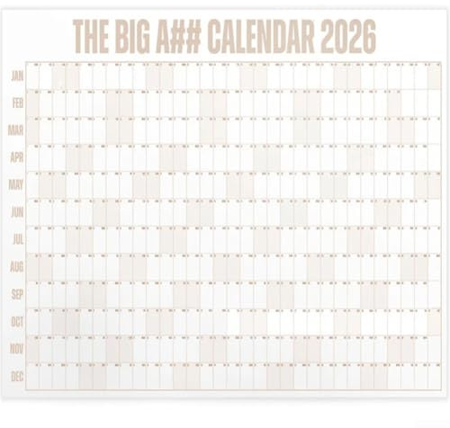 Calendario de pared extragrande 2026 de borrado en seco, planificador anual de 4 x 3 pies con etiquetas codificadas por colores y marcador, material de papel para el hogar, la oficina o el aula (caqui