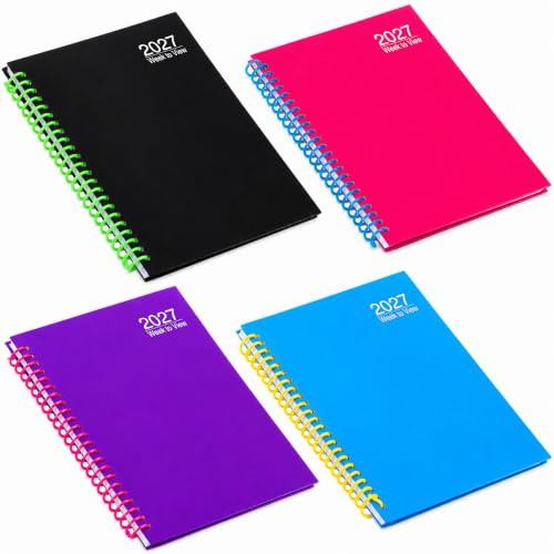 2027 Diary A5 Week to View Hardback Spiral Bound Planner Organiser (Black)