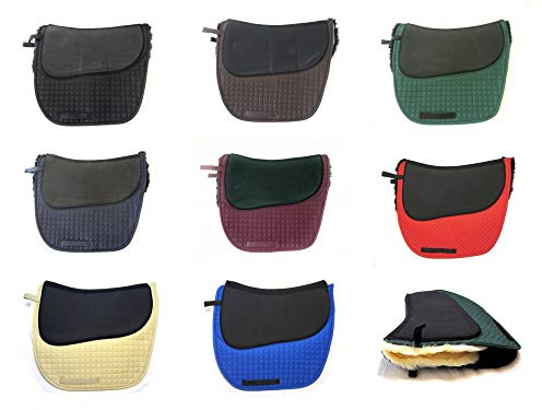 PS Pferdeartikel Valencia, Spanisch Barocke Sattelunterlage mit Lammfell 1 Kammer - Spezial - & belüfteter WB - Kanal Farbe Beige mit naturfarbenem Fell