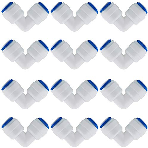 CESFONJER 12 PCS Adapter Fitting Verbindungsstück, RO Wasserfilter Fitting, 6,35mm (1/4) Pushfit gerade Stecker für Wasserrohr, drücken, Kühlschrankschlauch