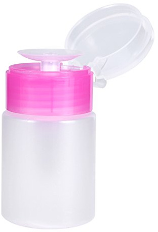 60 ML Pump Dispenser Bottle for Nail Polish Remover and Cleanser, Flip Top Cap Liquid Container for Cosmetic Lotion Face Toner, Travel-Friendly Empty Bottle in 2 Colors (Pink)