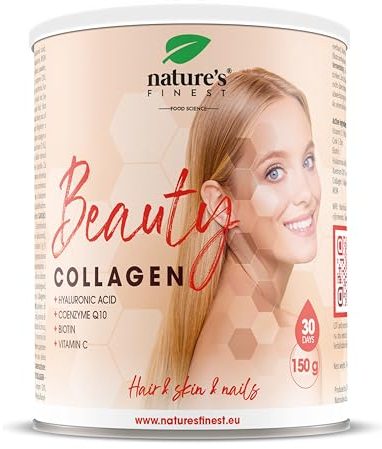 Nature's Finest by Nutrisslim Beauty Collagen Pulver, Premium Kollagen Komplex mit Hyaluronsäure und Coenzym Q10, 3in1-Formel für Hautgesundheit, Feuchtigkeitspflege und Faltenprävention
