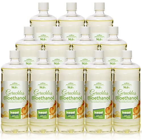 KieselGreen Bioetanol 12 x 1 litro con Fragancia para Chimenea de Etanol, Muchas Variedades – Bioalcohol como Fragancia de Ambiente – Estufas de Bioetanol, Biochimenea Etanol, Ethanol