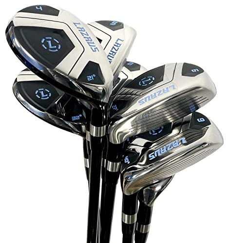 LAZRUS GOLF Premium Hybrid Golf Clubs for Men - 2,3,4,5,6,7,8,9,PW Right Hand & Left Hand Single Club, Graphite Shafts, Regular Flex (RH Set 4-PW Black)