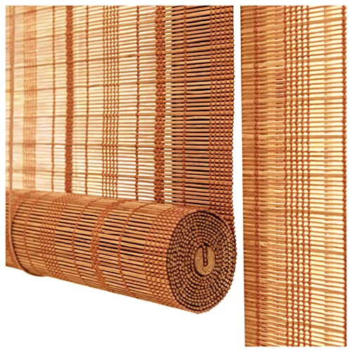LIJINBO Bamboo Roller Blinds, Window Shades Sunscreen Privacy Divider Curtain Panel for Bedroom Balcony Office Tea Room, 46 Sizes (Color : Brown, Size : 0.9x1.65m)