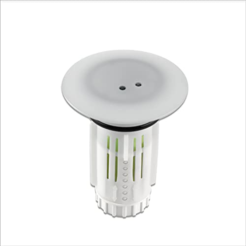 Abfluss-Fee LED-Abflussstopfen | Reinigungsstein für Abflüsse jeder Art | Vermindert schlechte Gerüche, Verschmutzungen & Verstopfungen - Apfel-Zitronen-Duft [weiß/Chrom], 6,38 cm
