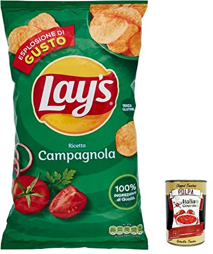 Lay's Campagnola - Juego de 6 patatas fritas saladas, 133 g, patatas fritas y polpa italiana gourmet (400 g)