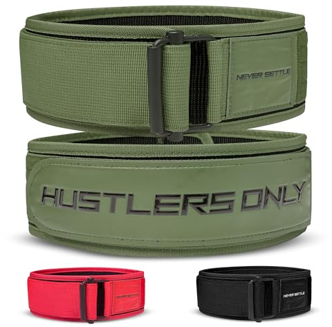 Hustlers endast tyngdlyftningsbälte med snabblåsning för bodybuilding, powerlifting, crosstraining och ryggstödsboll med justerbart metallspänne för män och kvinnor (grön, S)