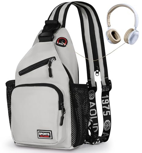 Geestock Sling Bags Brusttasche Herren Crossbody Umhngetasche Kleine Schultertaschen Crossbody-Taschen Wasserdicht Casual Chest Taschen für Männer und Damen (Weiß)