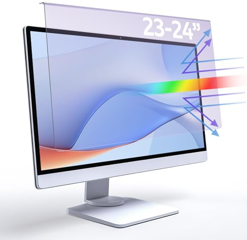 Qoosea 23-24 Pulgadas Protector de Pantalla Bloqueador de Luz Azul para Monitores de Ordenador Ajuste Universal 547x320mm Anti-Resplandor Protección UV para Trabajo Prolongado y Juegos(23-24 16:9)