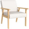 HOMCOM Sessel Wohnzimmer Loungesessel Armlehnstuhl Relaxsessel mit Massivholzbeine, Lesesessel mit Leinenoptik, Polstersessel für Schlafzimmer Arbeitszimmer, Cremeweiß