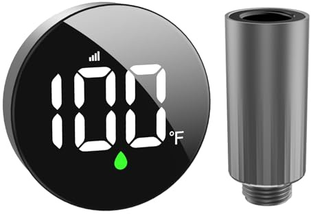 Longriver MX08 Drahtloser Duschtemperaturmonitor mit Wasserdichtem Echtzeit-Anzeige, Wasserbetriebener Sensoreinheit – Kompatibel mit Den Meisten Duschtöpfen, Handduschen und Filtern