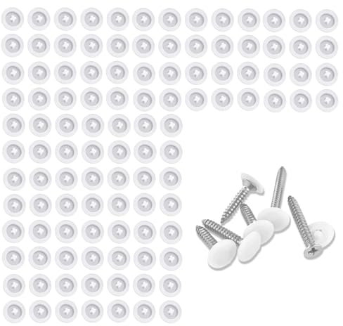 EUYKQNOI Cache Vis Blanc,100 Capuchon de protection en Plastique, Couvertures à Vis, Bouchons à Vis de Rangement cache trou meuble pour Vis Phillips de 7-8 mm