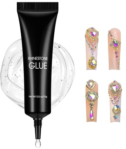LOPHE Colla Strass Unghie, 15g Colla per Gel Unghie, per Nail Art Strass Unghie Charms Nail Gems per Fai Da Te