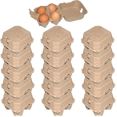 Bhina 15 Piezas de Cartón para 4 Huevos - Bandeja de Pulpa para Huevos de Pato (Brown)