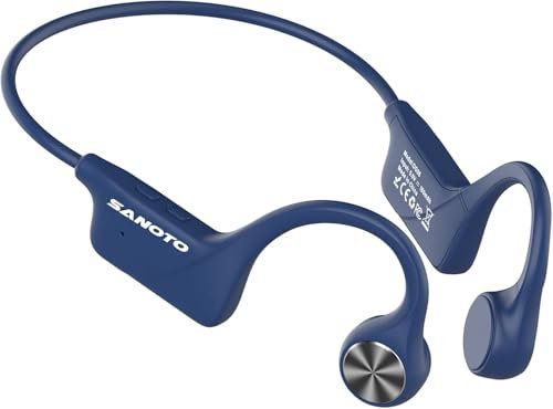 SANOTO Bone Conduction Headphones, Open Ear Headphones IPX5 Sweatproof Bluetooth 5.3, Sports Headphones for Runners Bicycle Cycling Fitness Running headphones Blue
