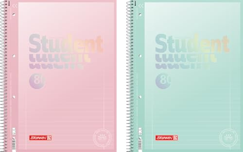 BRUNNEN Premium student pastell anteckningsbok A4 linjer. 27 | A4, linjer guide 27, 80 ark, blandade