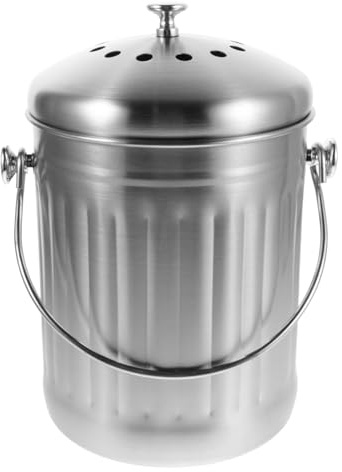 ROMISBABA Contenedor De Compost De Acero Inoxidable Bote De Basura Cubo De Compost para Encimera para Encimera Contenedor De Residuos De Alimentos De