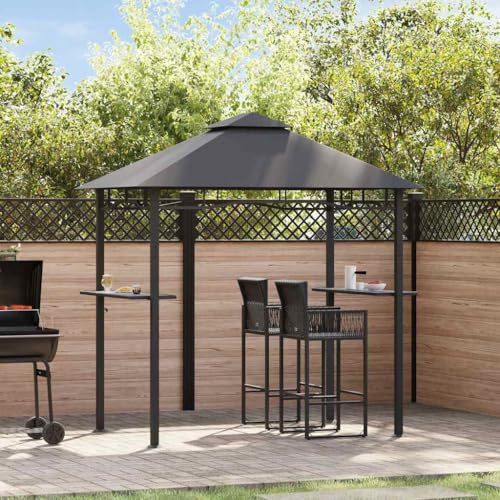 Mokuyary Belvédère de Barbecue 240x150x255 cm Anthracite Acier Tonnelle de BBQ Extérieur Gazebo Pavillon, Abri de Barbecue pour Grillades, Camping, Événements, Fêtes, Pique-niques