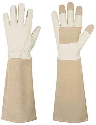 HANDLANDY Rose Pruning Gloves for Men & Women, Long Thorn Proof Gardening Gloves, Breathable Pigskin Leather Gauntlet, Best Garden Gifts & Tools for Gardener