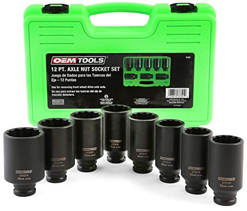 OEMTOOLS 37321 8 delar 1/2 tum drivaxel muttersockel set, 12 punkts set, 29 mm, 30 mm, 32 mm, 34 mm, 36 mm, 38 mm och 39 mm sockelset med fodral