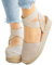 SUNNSEAN Espadrilles compensées Gladiator Sandales à lanières Sandales à plateforme Sandales pour femme Casual Femmes Été Bout rond Boucle Chaussures Sandales de plage, Blanc., 43 EU
