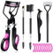 qiipii Wimpernzange Set 5 in 1 Eyelash Curler Kit mit Wimperntrenner Werkzeug Wimpernkamm BrauenKamm Pinzette Augenbrauenbürste 10 Ersatzpads Nachfüllpads für Alle Augenformen Augenwimpern Augenbrauen