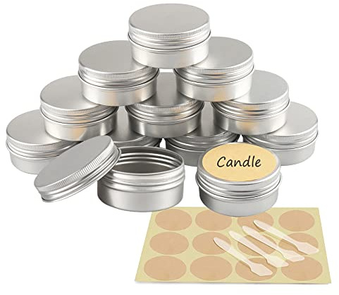 YANCAER 50 Pezzi Barattoli di alluminio 50ml Argento - D57mm x H28mm Scatola Rotonda in Alluminio con Tappo a Vite Contenitori in Metallo per Lozione Crema Maschera Mini Candela