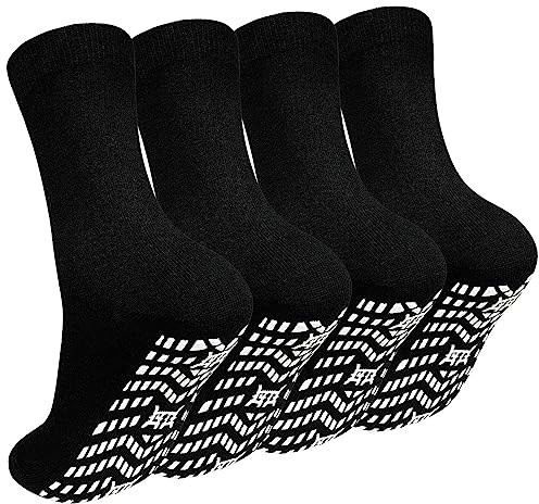PUTUO Homme Chaussettes Antidérapantes Sport: Chaussettes Anti Dérapantes en Coton pour Homme Tailles 39-42 4 Paires