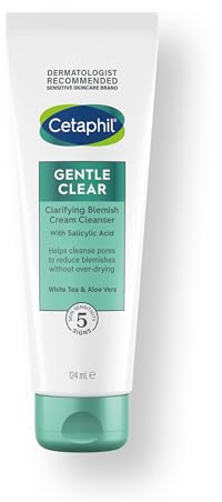 Cetaphil Gentle Clear Blemish Face Cleanser 124ml | For Sensitive Spot-Prone Skin, with Salicylic acid, White Tea & Aloe Vera, Pore-Cleansing Facial Wash