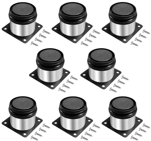 8 Piezas Patas Regulables Mueble de Metal, 5cm Patas de Muebles Regulables Altura con Acero Inoxidable, Pies Redondo, Altura Ajustable de 0-15 mm, para Gabinete,Muebles,Cocina,Escritorio,Con Tornillos