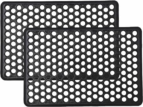 4All Rubber Door Mat 40x60cm – Heavy Duty Door Mats Outdoor with Non-Slip Backing and Drainage Holes – Washable Outdoor Mat for Dirt, Mud and Water Control at Entryways, Patio, or Garden (Pack of 2)