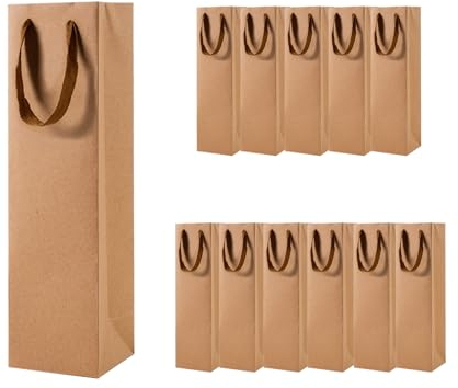 12 Stücke Geschenktüten für Wein,Wein Champagner Geschenktüten Recycelbarer,Flaschentüten für Weihnachten, Hochzeit, Geburtstag