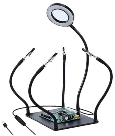 LAUGHERER Lödverktyg med 3 LED-förstoringslampor PCB-hållare 4 flexarm lödstationer för elektronisk lödning reparation av smycken