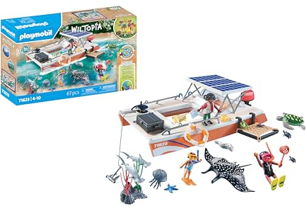 PLAYMOBIL Wiltopia 71623 Korallenriff Plattform, Expedition in Australien, mit zahlreichen Tieren, zu über 80% aus recyceltem und Bio-basiertem Material, kreatives Spielzeug für Kinder ab 4 Jahren