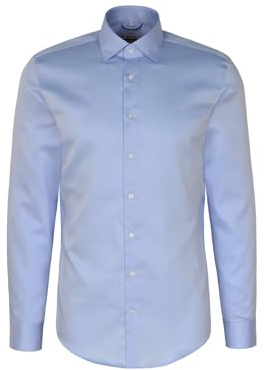 Seidensticker Camicia da Uomo Business – Forma – Facile da Stirare – Colletto Kent – Maniche Extra Lunghe – 100% Cotone, Blu, 48