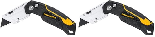 TOUGH MASTER Folding Utility Knife, Plus 4 Piece SK2 Blades, Retractable Function, Aluminium Alloy Handle, Comfortable Grip Ideal for Cutting Plastic, Wood, Paper (TM-UFK174) (Pack of 2)