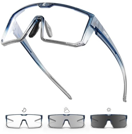 KAPVOE Occhiali Ciclismo Fotocromatici Occhiali da Sole Sportivi MTB Bici da Corsa Uomo Donna Trasparenti Bicicletta K232